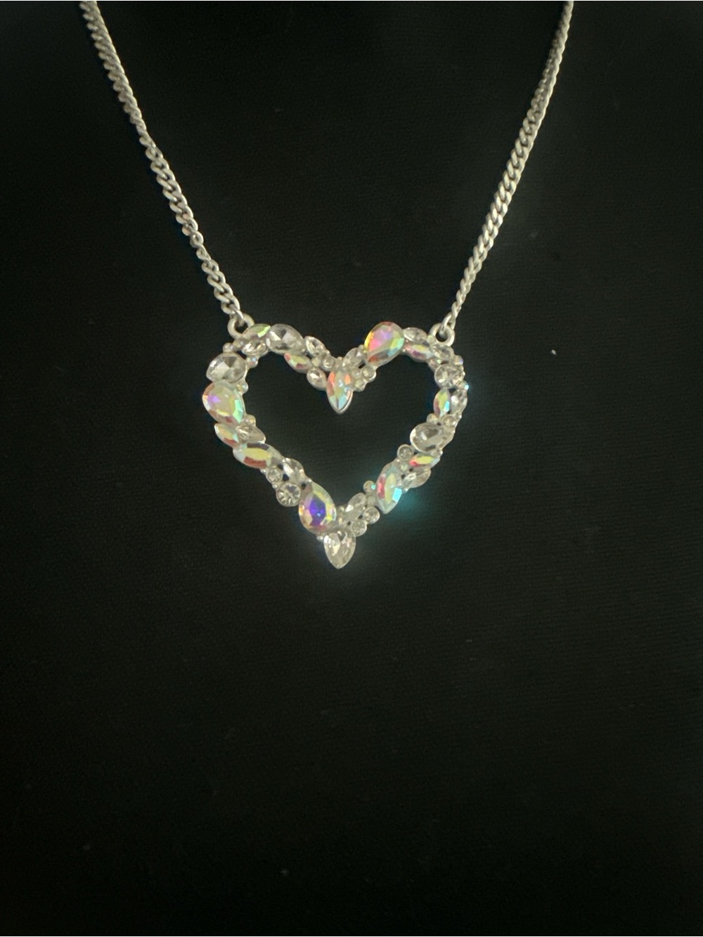 Crystal Heart Pendant Necklace - Silver Tone By Alexa Raye - Picture 2 of 4